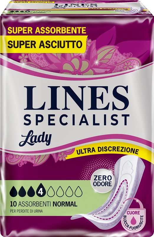 ASSORBENTI PER INCONTINENZA LINES SPECIALIST LADY NORMAL 10 PEZZI - Farmamood