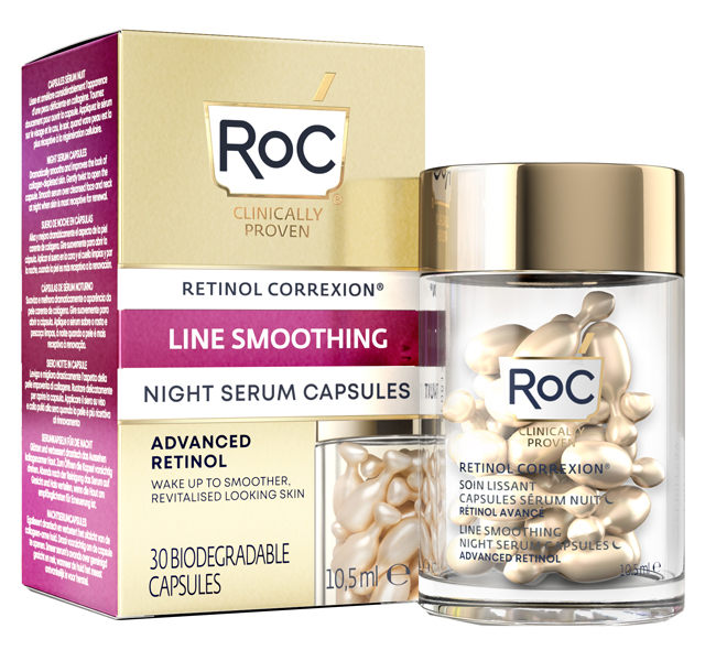 ROC RETINOL CORREXION LINE SMOOTHING SIERO VISO NOTTE 30 CAPSULE - Farmamood