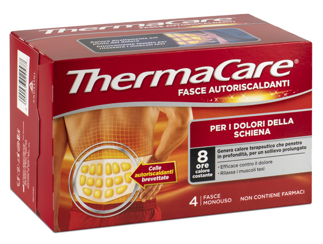 FASCIA AUTORISCALDANTE A CALORE TERAPEUTICO THERMACARE SCHIENA 4 PEZZI - Farmamood
