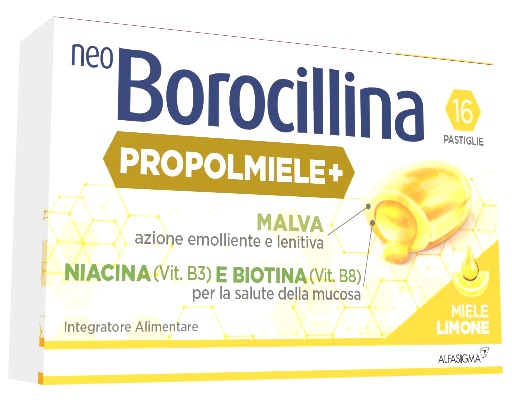 NEOBOROCILLINA PROPOLMIELE+ MIELE/LIMONE 16 PASTIGLIE - Farmamood