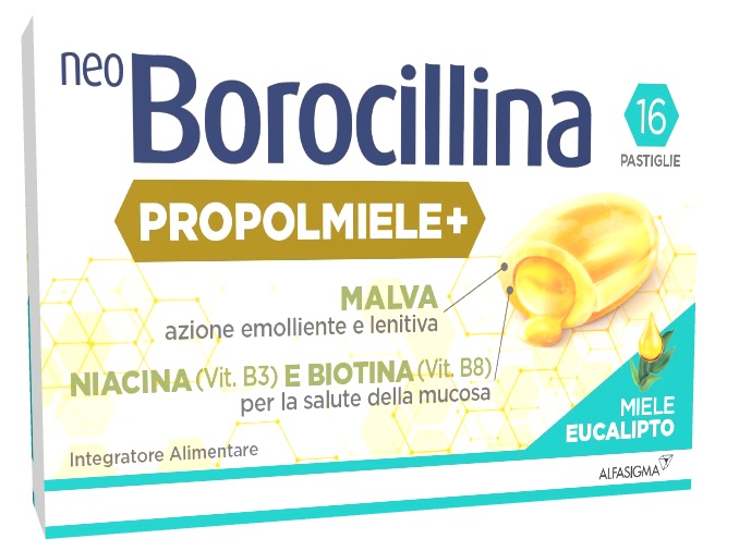 NEOBOROCILLINA PROPOLMIELE+ MIELE/EUCALIPTO 16 PASTIGLIE - Farmamood