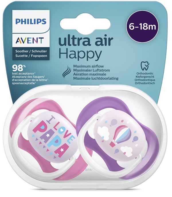 AVENT ULTRA AIR TETTARELLA ORTODONTICA PAPA/BALLOON 0/6 MESI 2 PEZZI - Farmamood