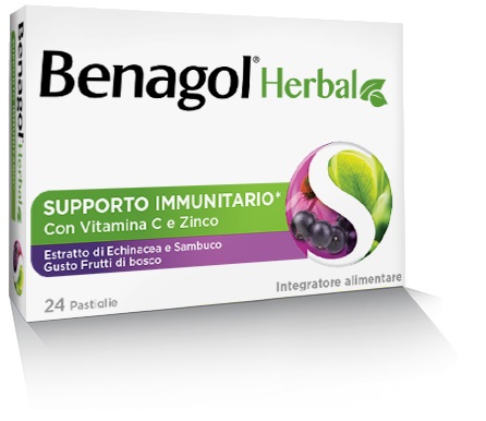 BENAGOL HERBAL FRUTTI DI BOSCO 24 PASTIGLIE - Farmamood