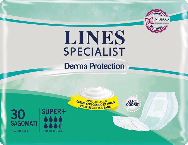 PANNOLONE PER INCONTINENZA LINES SPECIALIST DERMA SAGOMATO SUPER+ 30 PEZZI - Farmamood