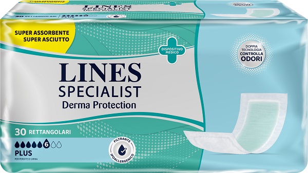 PANNOLONE PER INCONTINENZA LINES SPECIALIST DERMA RETTANGOLARE 30 PEZZI - Farmamood