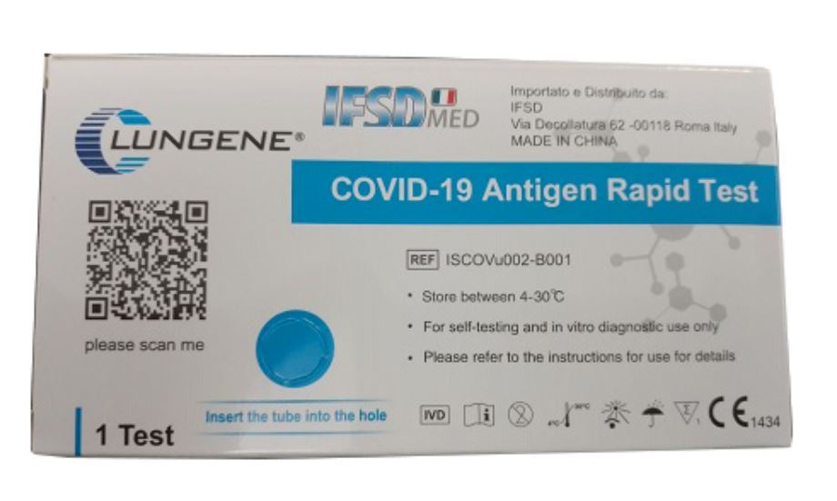 TEST ANTIGENICO RAPIDO COVID-19 CLUNGENE AUTODIAGNOSTICO DETERMINAZIONE QUALITATIVA ANTGENI SARS-COV-2 IN TAMPONI NASALI MEDIANTE IMMUNOCROMATOGRAFIA - Farmamood
