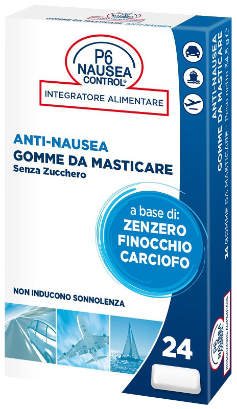 P6 NAUSEA CONTROL 24 GOMME DA MASTICARE SENZA ZUCCHERO - Farmamood