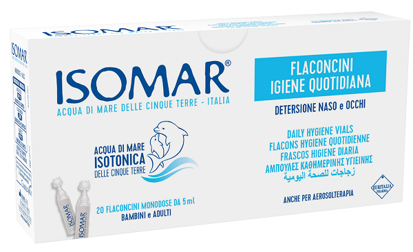 ISOMAR SOLUZIONE ISOTONICA ACQUA MARE IGIENE QUOTIDIANA 20 FLACONCINI MONODOSE 5 ML - Farmamood