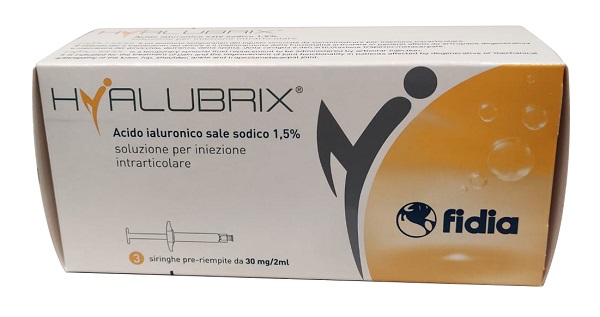 SIRINGA INTRA-ARTICOLARE HYALUBRIX ACIDO IALURONICO 1,5% 30 MG 2 ML 3 PEZZI NO ETO - Farmamood
