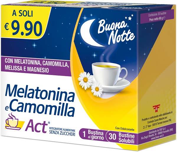 MELATONINA E CAMOMILLA ACT 30 BUSTINE SOLUBILI SENZA ZUCCHERI - Farmamood