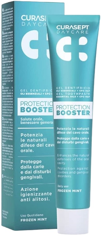 CURASEPT DAYCARE DENTIFRICIO PROTECTION BOOSTER FROZEN MINT 75 ML - Farmamood