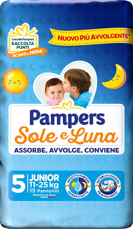 PAMPERS SOLE&LUNA JUNIOR 15 PEZZI - Farmamood