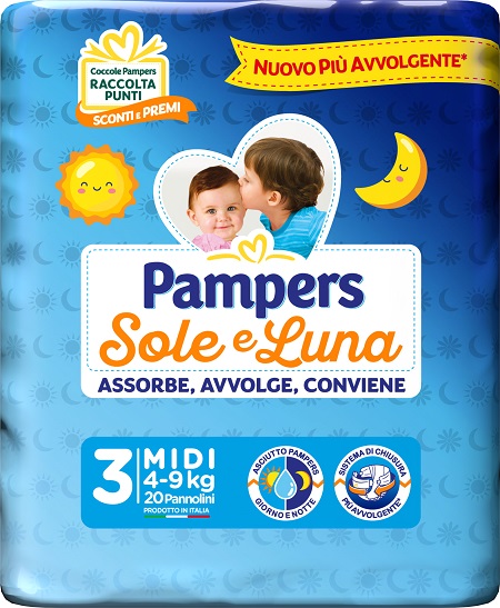 PAMPERS SOLE LUNA MIDIDI 20 PEZZI - Farmamood