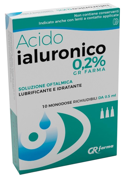 SOLUZIONE OFTALMICA LUBRIFICANTE E IDRATANTE ACIDO IALURONICO 0,2% 10 MONODOSE RICHIUDIBILI DA 0,5 ML - Farmamood