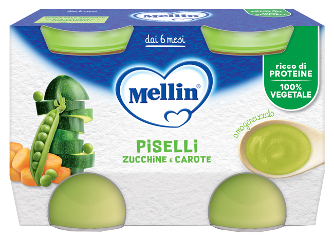 MELLIN OMOGENEIZZATO PISELLI E CAROTE 2 PEZZI DA 130 G - Farmamood