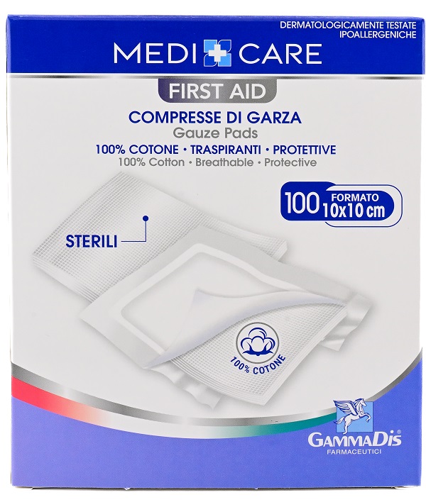 GARZA MEDICARE COTONE 10X10 CM 100 PEZZI - Farmamood