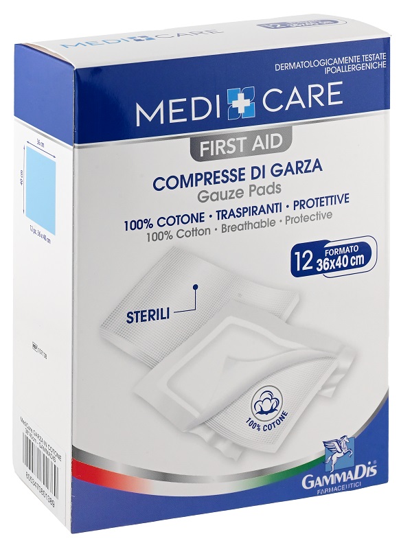 GARZA MEDICARE COTONE 36X40 CM 12 PEZZI - Farmamood