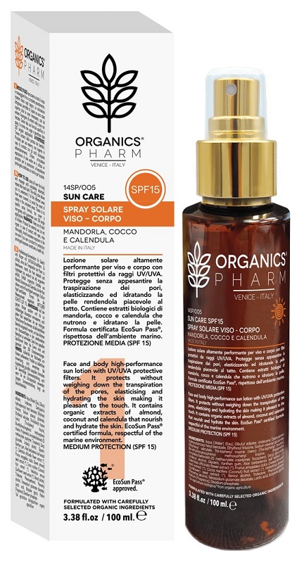 ORGANICS PHARM SUN CARE SPRAY SOLARE VISO-CORPO SPF15 100 ML - Farmamood