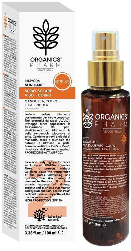 ORGANICS PHARM SUN CARE SPRAY SOLARE VISO-CORPO SPF30 100 ML - Farmamood