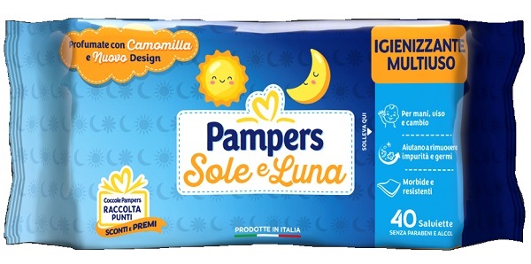 PAMPERS WIPES SOLE & LUNA 40 PEZZI - Farmamood