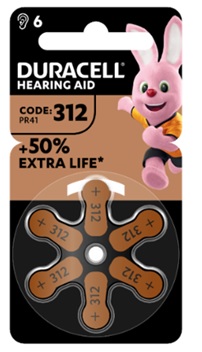 DURACELL EASY TAB 312 MARRONE BATTERIA PER APPARECCHIO ACUSTICO 6 PEZZI - Farmamood