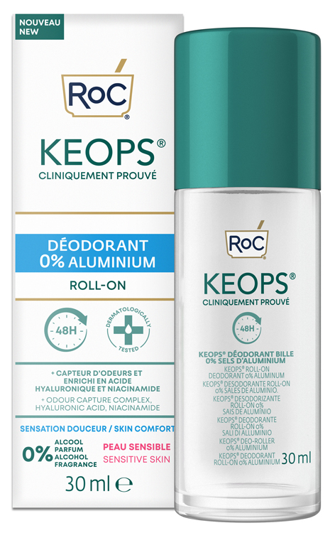 ROC KEOPS DEODORANT ROLL ON 0% ALUMINIUM 30 ML - Farmamood