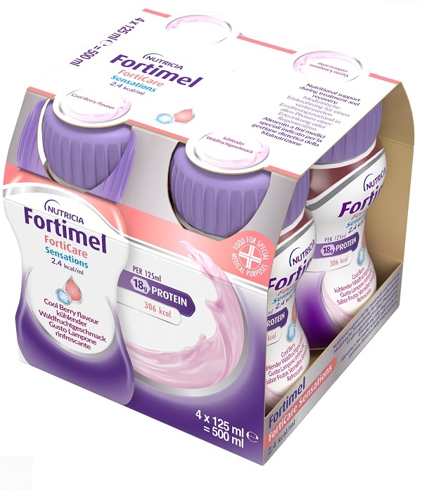 FORTIMEL FORTICARE SENSATION 2,4 KCAL/ML LAMPONE RINFRESCANTE 4 PEZZI DA 125 ML - Farmamood
