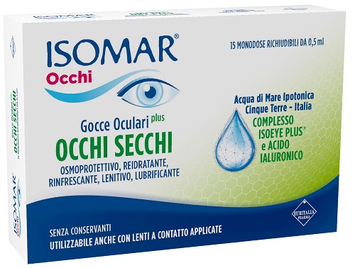 ISOMAR OCCHI SECCHI PLUS GOCCE OCULARI ACIDO IALURONICO 0,25% 15 FLACONCINI - Farmamood